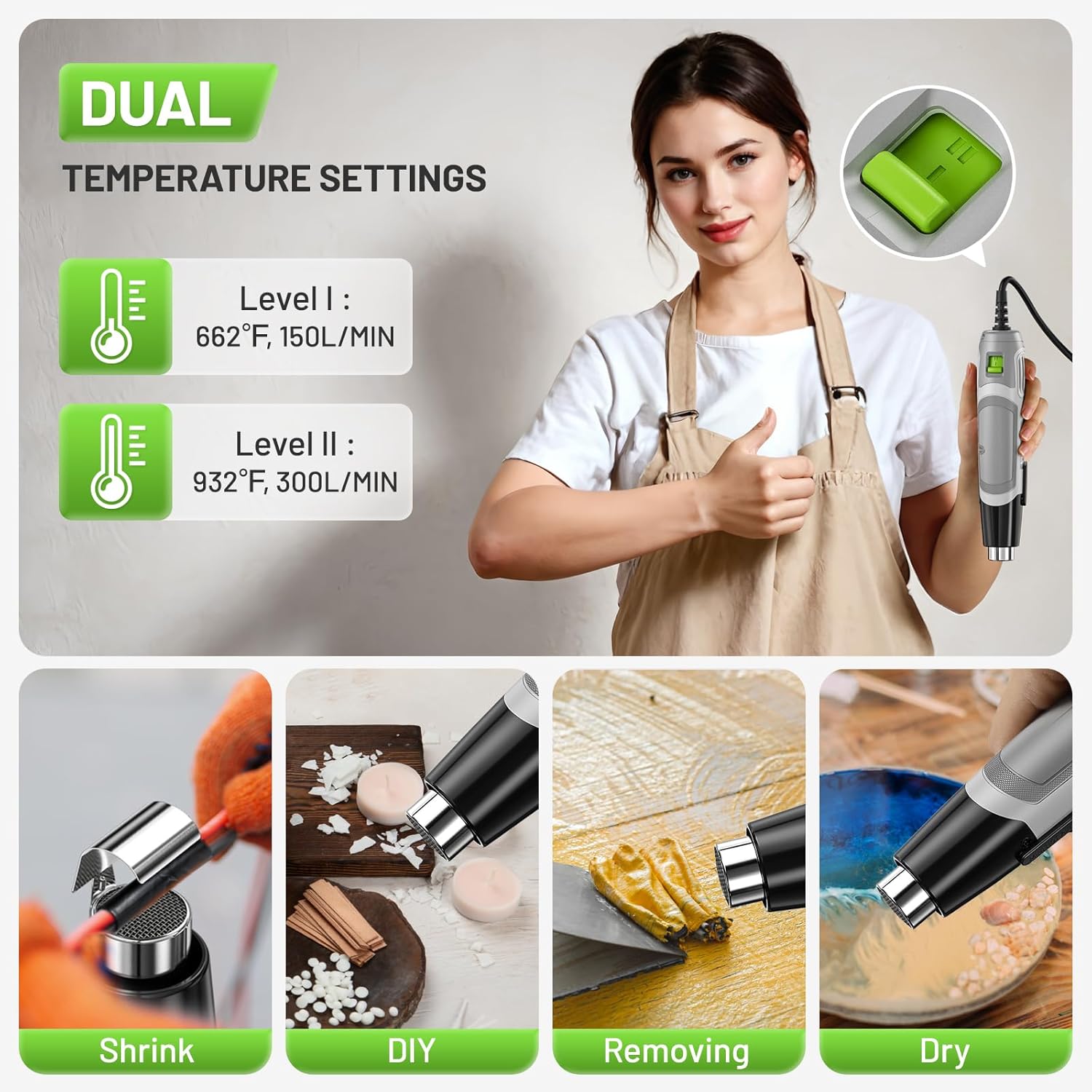 500W Electrical Mini Heat Gun  - đánh giá và giá Craft Heat Gun Dual Temperature Shrink